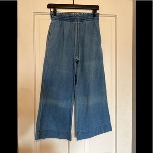 Madewell Indigo Smocked Huston Pull On Crop Pants Women’s Size XS AJ396 Blue